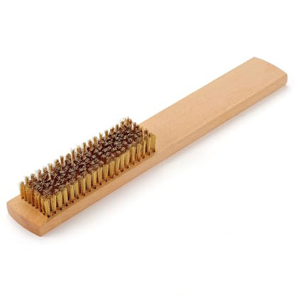MAXMAN Brass Brush, Soft Brass Bristles Wire Brush for Cleaning Metal Rust, Welds, Home and Kitchen, Wire Scratch Brushes with 10" Beechwood Handle - style: 8 rows 20 bristles 1PCS