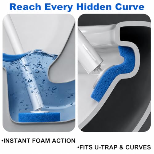 Disposable Toilet Brush, Toilet Bowl Cleaner Brush with 24 Wand Cleaner Refills, Wall Mounted Toilet Brush and Holder Set for Bathroom Deep Cleaning and Hygienic