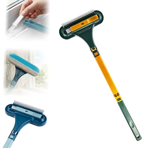 Window Screen Cleaning Brush, 2 in 1 Detachable Multi-Purpose Window Screen Cleaner Tool with Squeegee, Mesh Screen Cleaner Brush with Wet and Dry Dual-Use for Patio Door Porch Screens (Yellow, 1PC) - color: Yellow, size: 1PC