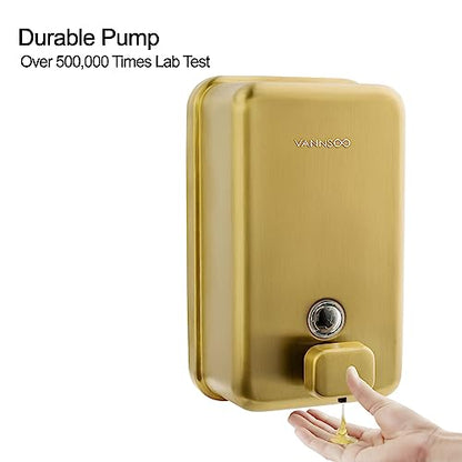 Wall Mounted Hand Soap Dispenser Bathroom, 1200ml 40oz Commercial Stainless Steel Liquid Soap Dispenser Wall Mount (Vertical Gold) - color: Vertical Gold