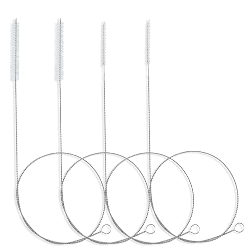 30 Inches Flexible Tube Brush, Extra Long Straw Brush, Pipe Cleaner Brush for Cleaning Straw, Feeding Tube, Siphon Hose, Drain Clog, 4PCS (White) - color: White