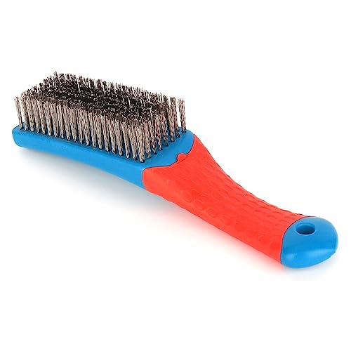 Wire Brushes for Cleaning-Heavy Duty Stainless Steel Wire Scratch Brush for Metal Rust Cleaning,Paint Scrubbing with Rubber Covered Handle (1)