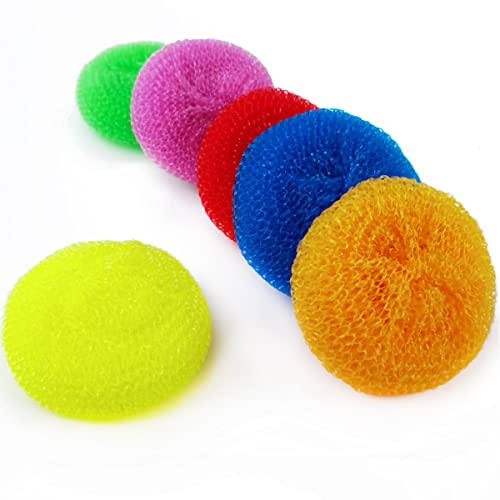 NSBELL 30PCS Plastic Dish Scrubbers for Dishes Plastic Pot Round Scrubber Scouring Pad Nylon Dish Scrubber, Poly Mesh Scouring Dish Pads Non Scratch Scrubbers