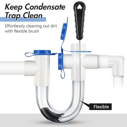 3 Pcs Condensate Trap Flexible Drain Brush, 16 Inch AC Drain Line Cleaning Brush for AC & HAVC Condensate P Trap, Black - color: Black, size: 16 Inch