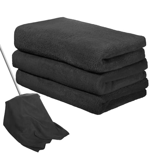 Newwiee 3 Pcs Extra Large Microfiber Cleaning Cloth 30" x 20" Washable Reusable Microfiber Towel Streak Free Lint Free Cloth for Cleaning Home Glass Office Window Bathrooms (Black) - color: Black
