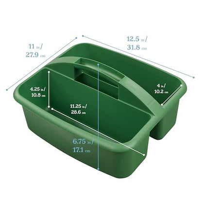 ECR4Kids 2-Compartment Large Plastic Caddy, Multipurpose Organization, Earthtone, 6-Pack - color: Earthtone