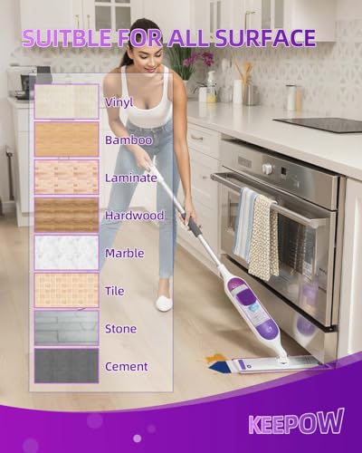 KEEPOW Reusable Power Mop Refills Pads Compatible with Swiffer PowerMop Pad with Scrubbing Pad Microfiber Power Mop Pads Refill for Spray Mop Washable Pads for Multi-Surface Floor Cleaning 4 Pack - color: Purple-4 Pack