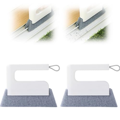 Window Track Cleaner,Multifucation Window Groove Cleaning Brush Tools Set,Sliding Door Track Cleaner Tool,Handheld Cleaning Brush for Window lides Gaps,Shutter Slats,Car Vents (2PC White) - color: 2pc White