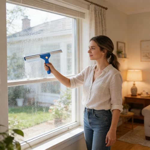 Window Cleaner Kit With Bucket - Glass Cleaning System With Microfiber Cloth Extendable Pole | Adjustable Length Heavy-Duty Equipment Window Cleaner Tools For Car Windshield Tile Glass Patio Door Prof