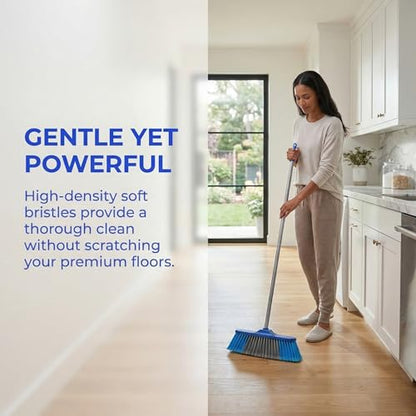 Soft Bristle Broom Head Replacement, Dark Blue Threaded Broom Refills for Household Floor Cleaning, Compatible Indoor and Outdoor Sweeping Accessory
