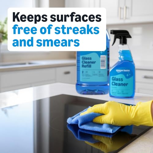 Amazon Basics Glass Cleaner, Streak-Free Shine, 32 Fl Oz, Pack of 2 with 1 Sprayer - style: Pack of 2 with 1 Sprayer