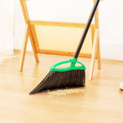 2 Pack Heavy Duty Brooms, 55" Long Handle Indoor Outdoor Angle Broom Set, Household Commercial Floor Cleaning, for Sweeping Home, Kitchen, Deck, Garage, Patio - Green