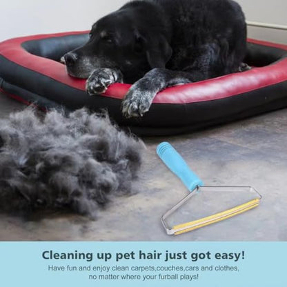 Pet Hair Remover Tool,Cleaner Pro Pet Hair Remover,Cat Hair Remover Multi Fabric Edge and Carpet Rake Scraper -Dog Hair Remover for Rugs,Couch & Pet Towers, Blue