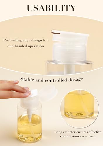 3 Pack Push Down Pump Dispenser, Empty Pump Bottle Dispenser with DlY Lables for Nail Polish, Makeup Remover, Alcohol, Facial Toner 5.1oz/150ML - size: 150ml/cc-3pcs