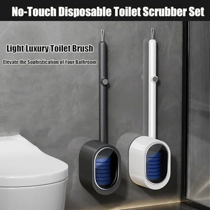 No-Touch Disposable Toilet Scrubber Set,Toilet Brush with Self-Cleaning Disposable Pads,360° Deep Clean,Wall-Mounted Design,for Bathroom & Toilet (Black, 32 pc) - color: Black
