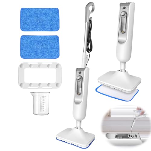 1500W Floor Steamer for Hardwood Floor Cleaning, Steam Mop with 13.5oz Water Tank, 16ft Power Cord, 2 Washable Cleaning Pads, Multi-Surface Mop Steamer for Tile, Laminate and Vinyl Floor