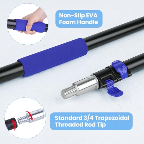 20ft High Reach Extendable Duster Kit with 5-12ft Extension Pole - Ceiling Fan Blade Cleaner, Spider Web Brush Cobweb Remover, Window Squeegee Kit with Telescoping Wand, Extended Extra Long Handle - size: 12FT POLE (Reach 20FT High)