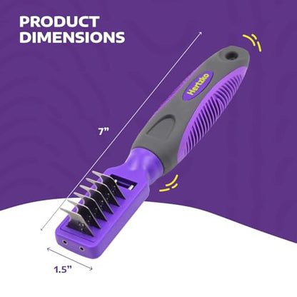 Hertzko Dematting Comb for Dogs Grooming Tool for Long and Short Haired Pets - Matted Cat Fur Remover for Small Dogs, Cats, and Rabbits - Tangle and Knot Remover Brush - size: 6 Teeth