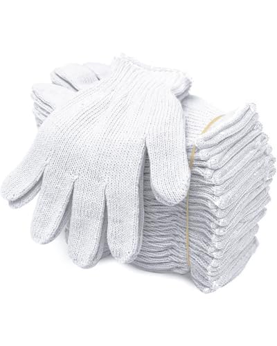 Cotton Work Gloves,12 Pairs String Knit Cotton Gloves Liners for BBQ, Grilling, Gardening, Painting, Men&Women - size: Small