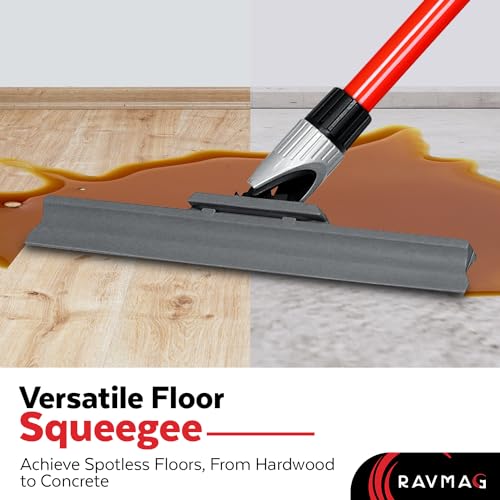 Silicone Floor Squeegee with 55-Inch Long Handle, 12-Inch Single Cast Silicone Blade, 360° Swivel Joint - Multifunction Floor Squeegee for Garage, Concrete Floor, Shower Floor, Glass Windows - size: 12 Inch Blade - 1 Piece Handle