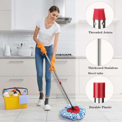 Spin Mop Replace Heads for O Cedar Rinse Clean 2 Tank System, Spin Mop Replacement Head 2 Microfiber Mop Refills, 1 Triangle Head Cover and 30-58in Handle 1 1Scrub Brush - size: 2Refills+1 Base+1 Handle+1Scrub Brush