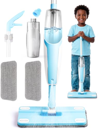 Kids Spray Mop, Blue Toddler Cleaning Set with Refillable Water Spray Tank, Lightweight Pretend Play Mop Toy for Boys Girls, Montessori Housekeeping Toy Gift - size: Blue, style: Spray Mop