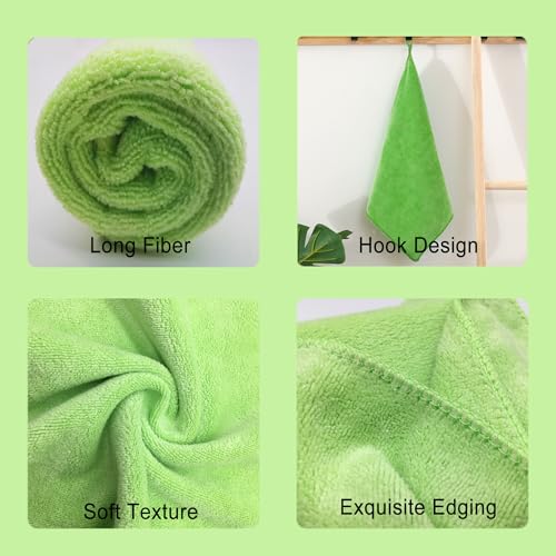 Microfiber Cleaning Cloth for Kitchen Housekeeping Dish Electronics Dust Rags Thick Lint Free Car Wash DryingTowel (12"x12") Green-6 Pack - color: Green