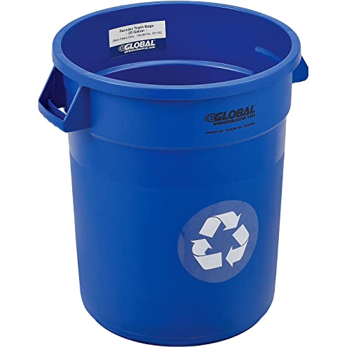 Global Industrial Commercial Round Trash Can, 20 Gallon Capacity, Plastic Garbage Can, Indoor and Outdoor Utility Trash Can, Blue, 19" W x 22-1/2"H, No Lid - color: Blue