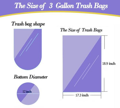 3 Gallon 120pcs Small black Trash Bags(Fit 3-3.2 Gal) Plastic Strong black Garbage Bags,Bathroom Trash Can Bin Liners,Waste Basket Liner,Fit 10-13 Liter, 2.6 Gallon,3 Gallon,3.2Gallon (3-Black120) - style: 3Gal Black-100