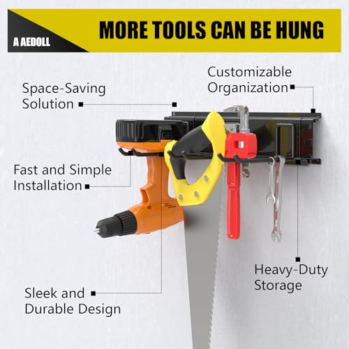 66" Garage Tool Organizer Wall Mount, 720lbs Tool Storage Organizer with Adjustable Sliding Hooks, Heavy Duty & Anti-Rust Garden Tools Storage Rack for Hanging Rake Broom/Mower/Snowboard - size: 66inch
