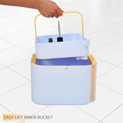 True & Tidy® TrueClean Mop and Bucket System Plus with New Easy Lift Inner Bucket, Self Wringing, Separates Clean from Dirty Water, Folding Mop Head, Dual Brush System, 6-pc Machine Washable Pads - size: Mop & Bucket w/ 6 Mop Pads