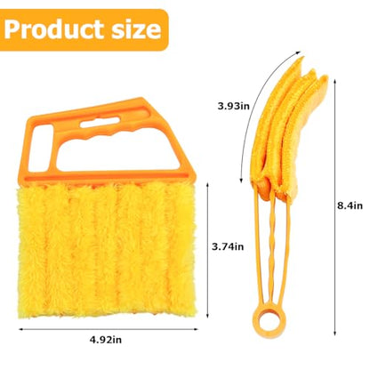 Car Window Venetian Blind Cleaner Duster Tool, 4PCS 7 Finger Vehicle Shutter Dusting Cleaning Brush, Handheld Automotive Duster Bristle Accessories for Air Conditioner Wood Blinds