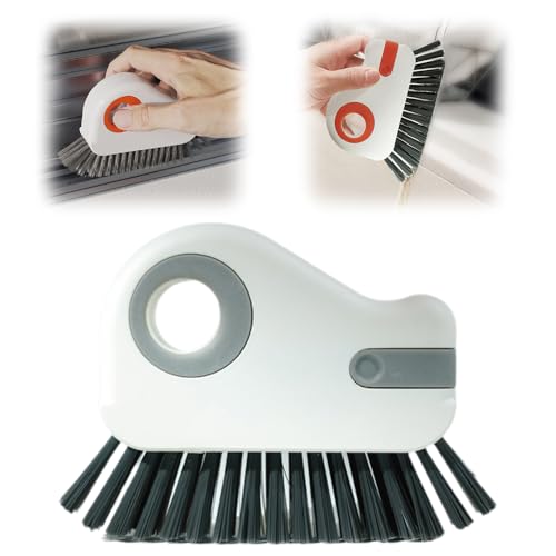 2 in 1 Groove Cleaning Brush Window Track Cleaning Tools, 2026 New 2 in 1 Multifunction Hard Bristle Cleaning Brush with Hidden Scraper for Sliding Door Track, Window Sill, Window Seal (Gray) - color: Gray