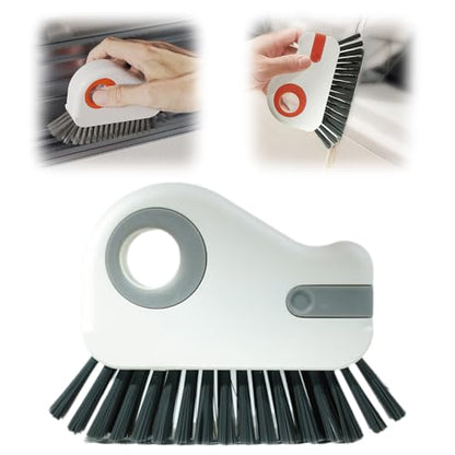 2 in 1 Groove Cleaning Brush Window Track Cleaning Tools, 2024 New Hard Bristle Crevice Cleaning Brush with Hidden Scraper, Shutter Door Window Track Kitchen Cleaning Brushes Kit (1, White) - color: White