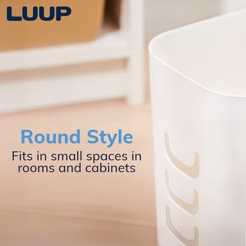 STORi Luup Trash Can (White) - Reuse Grocery Bags - Plastic Garbage Container for Bathroom, Vanity, Laundry Room, Kitchen, Office, Garage - 2.5 Gallon Wastebasket with Hooks to Secure Trash Bags - color: White