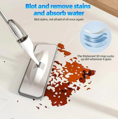 New Spray Mop Broom Set with Reusable Microfiber Pads Rotating Dry & Wet Household Flat Mops for Cleaning Home Floor Tool