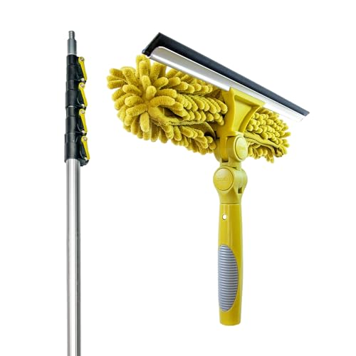 DOCA Telescoping Pole 7-30 Ft - Extension Pole for Cleaning, Feather Duster, Window Washing Kit, Paint Roller, Window Squeegee - High Reach Extendable Kit for Indoor & Outdoor - Squeegee Dual Plane - size: 30 Ft, style: Squeegee Dual Plane