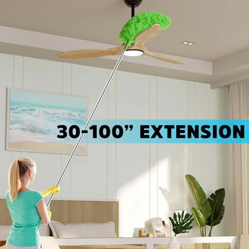 Ceiling Fan Cleaner Duster, Bafezoze Extendable Long Duster for High Ceilings, Telescoping Tall Extension Pole Green - size: Fan Duster Green 3PCs