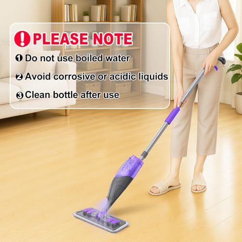 Spray Mop for Floor Cleaning with 2 Washable + 2 Disposable Pads & 520ML Refillable Bottle Bundles