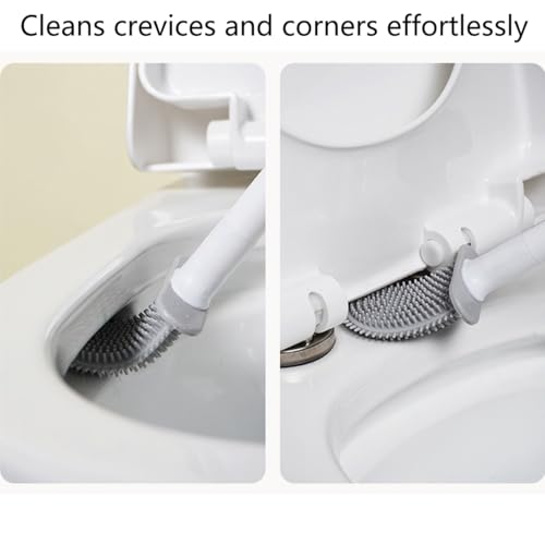 Silicone Toilet Brush Set, Rv Toilet Cleaner Brush, Wall Mounted Holder, Anti-Drip Design, Flexible Bristles for Easy Cleaning, Suitable for Various Usage scenarios (Blue) - color: Blue