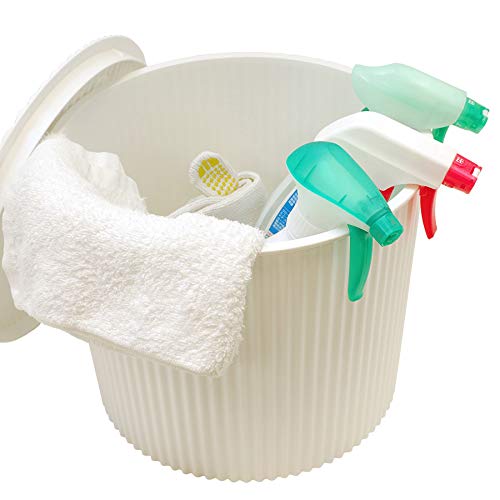 Sceltevie Omni-Utti Hachiman Multifunctional White Plastic Bucket with Lid and Stool Function, 8L, 2.8 Gal, 10.6 x 10.0 x 8.3 Inches, 150 kg Load Capacity - color: White, style: Size S: 2.8 gal (