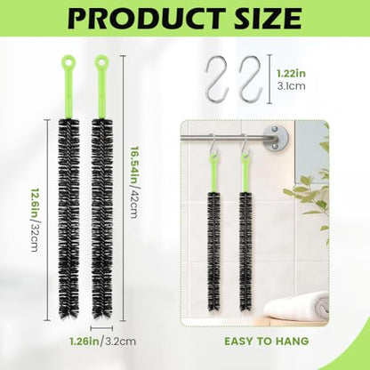 2 Pcs Drain Clean Brush Set,with 2 S-shape Hooks Extended Dryer lint Removal Brush Drain Clog Remover for Toilet, Kitchen Sink, Sewer Drain, Bathroom Tub(size:16 inch)