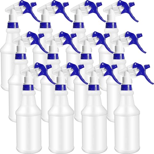Eccliy 12 Pcs 16 Oz Plastic Spray Bottle, Adjustable Empty Reusable Sprayer for Cleaning, Planting, Water, Bathroom and Kitchen, BBQ, Commercial and Residential (Original,Dark Blue) - color: Dark Blue, size: Original