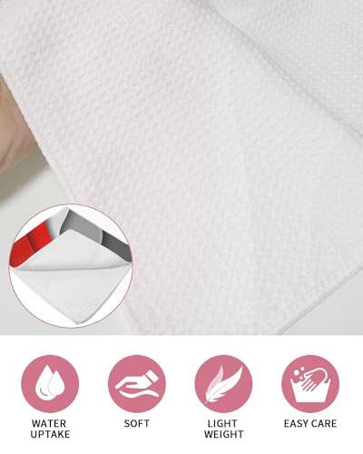 Abstract Red Dish Towels Set,Waffle Weave Kitchen Towels 2 Pieces,Microfiber Hair Face Bath Tea Towel Absorbent Quick Drying Cleaning Dish Cloths,Modern Geometric Ombre Grey White Art 12"x12" - color: Red, size: 2PCS,12"x12"