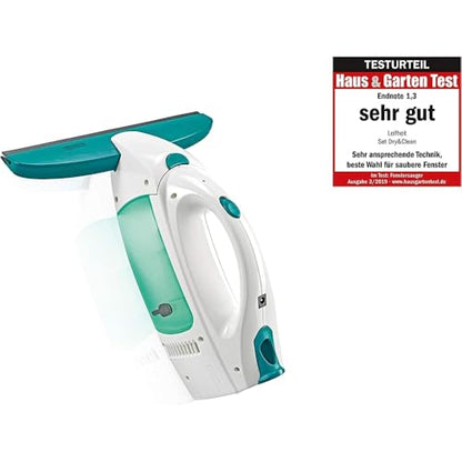Leifheit Dry & Clean Window Vacuum Cleaner Kit, Up to 35 Mins Power, Battery-Powered Electric Cleaner