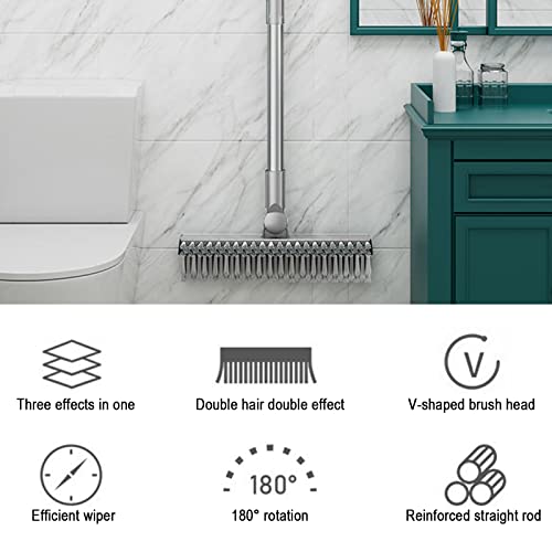 Floor Scrub Brush 55.9" Telescopic Handle 2 in 1 Scrape Brush Stiff Bristle Shower Scrubber for Cleaning Patio Bathroom Garage Kitchen Wall Deck Tub Tile