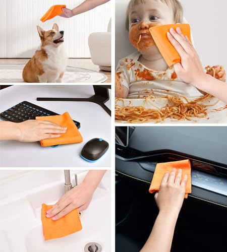KitchLife Microfiber Cleaning Cloth Roll - Tear-Away Reusable Microfiber Paper Towels, Lint-Free, Washable, 20 Sheets for Kitchen, Car, Dishes, and Sensitive Surfaces (Orange) - color: Orange