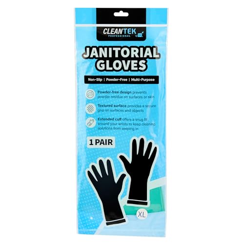 Restaurantware Green Cleaning Gloves 10 Pairs 15 Mil Thick Extra Large Heavy-Duty Nitrile Gloves With Long Cuff No-Latex Flock Lining For Use In Hospitals, Commercial Kitchens and Households - color: Green, size: 10/Extra large