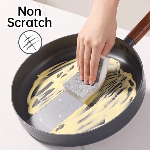JOYMOOP Textured Clean Sponges, Dual-Sided Non-Scratch Soft Scrub Dish Sponge, Safe for Non-Stick Cookware, Kitchen and Household Cleaning, 12 Pack [Grey & White] - color: Gray & White [12 Pcs]