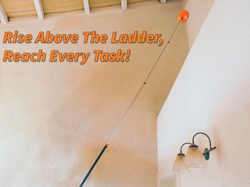 20 Foot High Reach Duster Kit with 4-12 ft Extension Pole // High Ceiling Dusting and Window Cleaning Kit with Telescopic Pole // Baseboard and Wall Washer Mop, Squeegee, Fan Blade & Cobweb Dusters - size: 12 feet